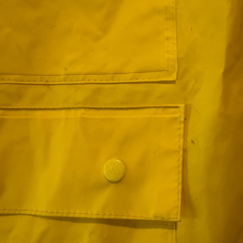 Chris-Craft Vintage Yellow PVC Nylon Rain Jacket Mens Medium Hooded Slicker 7022 - Picture 13 of 14